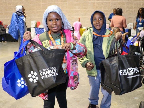 Youth with gifts at Winter Wonderland