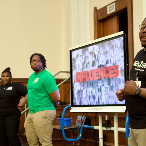Mentors at an assembly